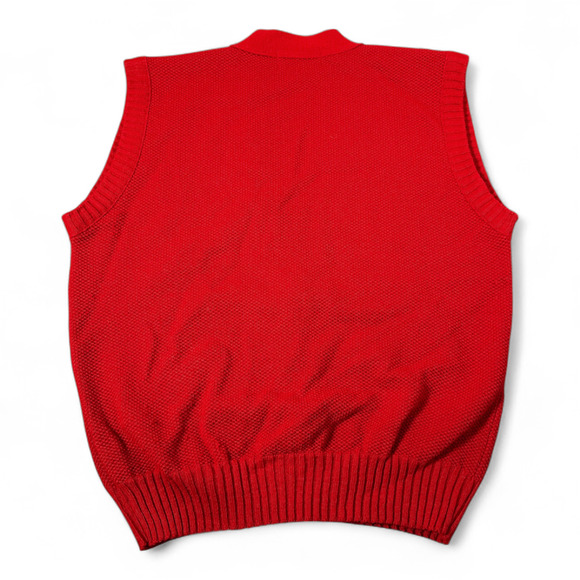 Vintage London Fog Sweater Vest Adult MEDIUM Red Cardigan USA Made Preppy 80s - Picture 3 of 8
